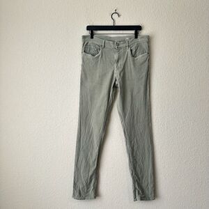 FAHERTY Straight Leg Jeans Sage Green Mid Rise Slim Stretch